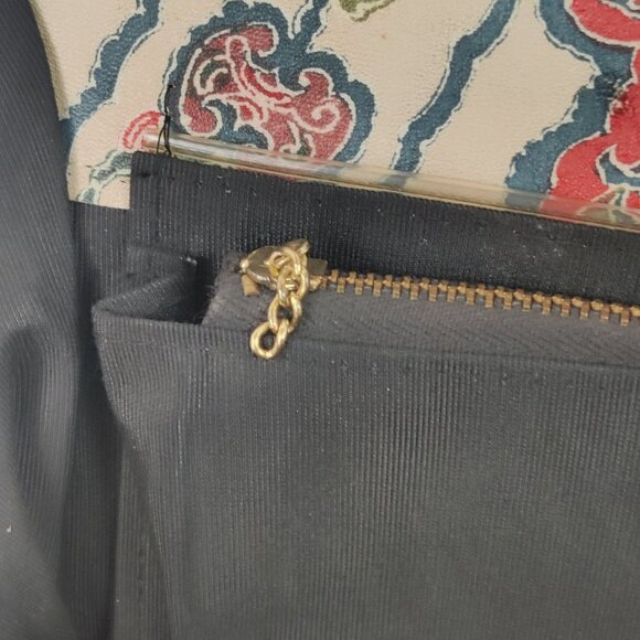 Small Vintage Paisly Cottagecore Plaid leather purse patterns clasp handles - Picture 6 of 6